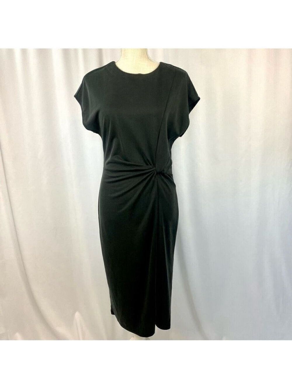 New Halogen Twist Front Knit Sheath Dress In Black Size Small